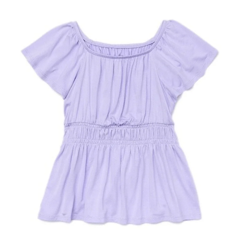 Wonder Nation Girls Elastic Waist Top XXL 18 New with Tags Lilac Bud Smocked